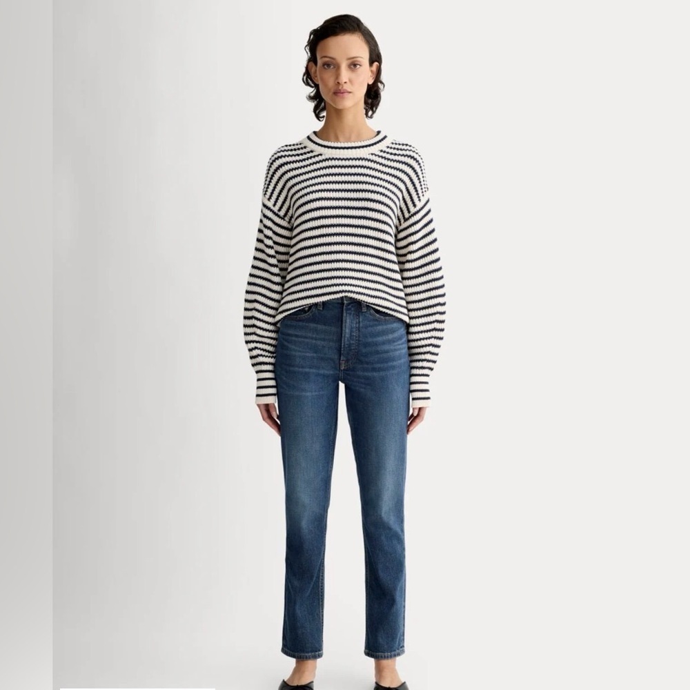 Everlane The Cheeky Jean Straight Leg Medium Wash Women’s Size 25 Whiskering